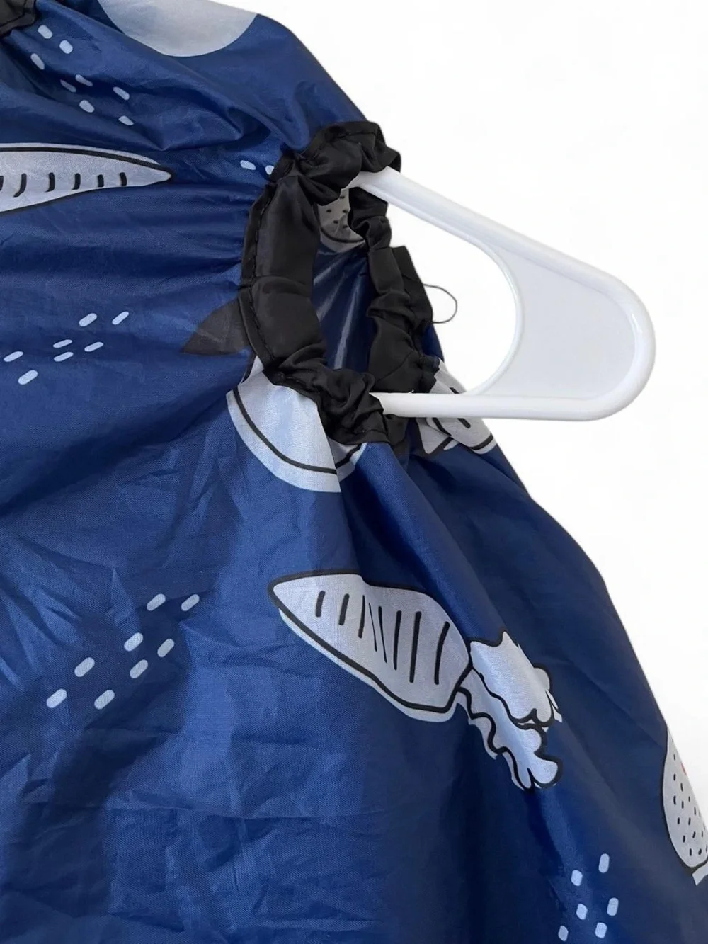 Grabease Navy Blue Gray Allover Waterproof Feeding Bib Smock Stretch 6M-3T EUC